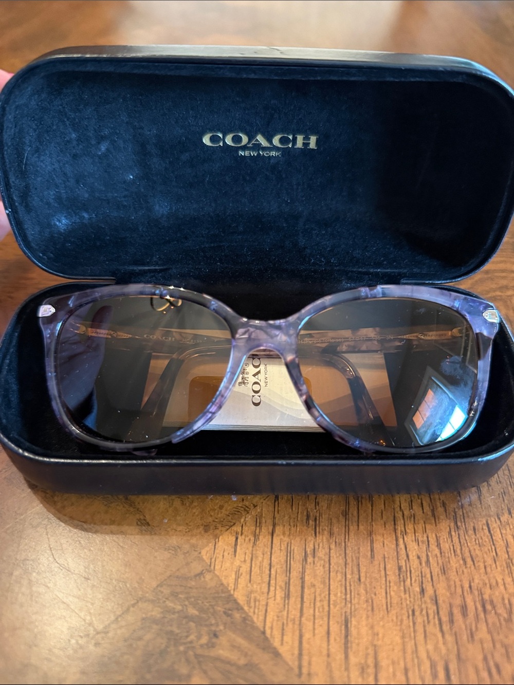 COACH Women's Purple Tortoiseshell Sunglasses HC8132 - Prescription w Clam Case